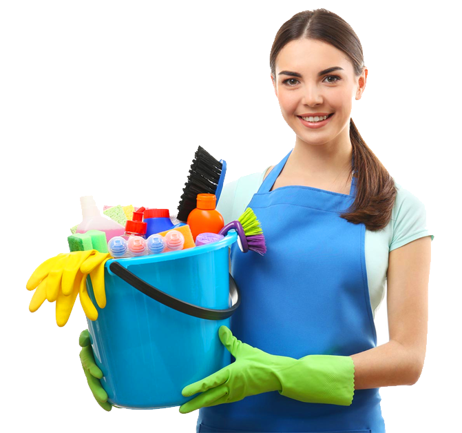 happy professional cleaning worker